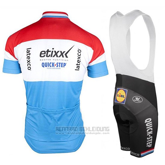 2017 Fahrradbekleidung Etixx Quick Step Champion Luxemburg Trikot Kurzarm und Tragerhose - zum Schließen ins Bild klicken